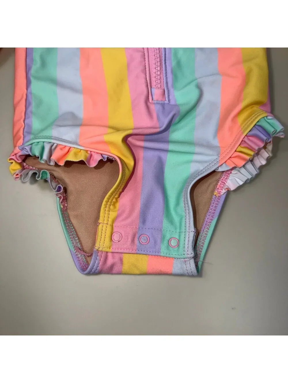Old Navy Rainbow Stripe Long Sleeve One-Piece Swimsuit 6-12 Months